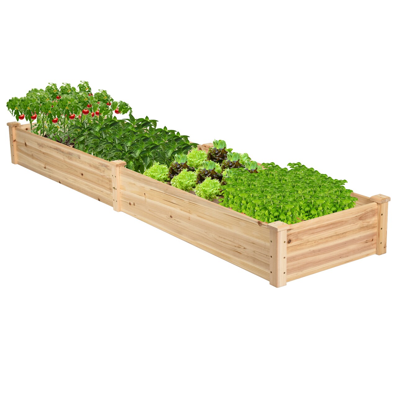 Costway Wooden Raised Garden Bed Outdoor Wood Planter Box for Vegetables Flowers Fruit
